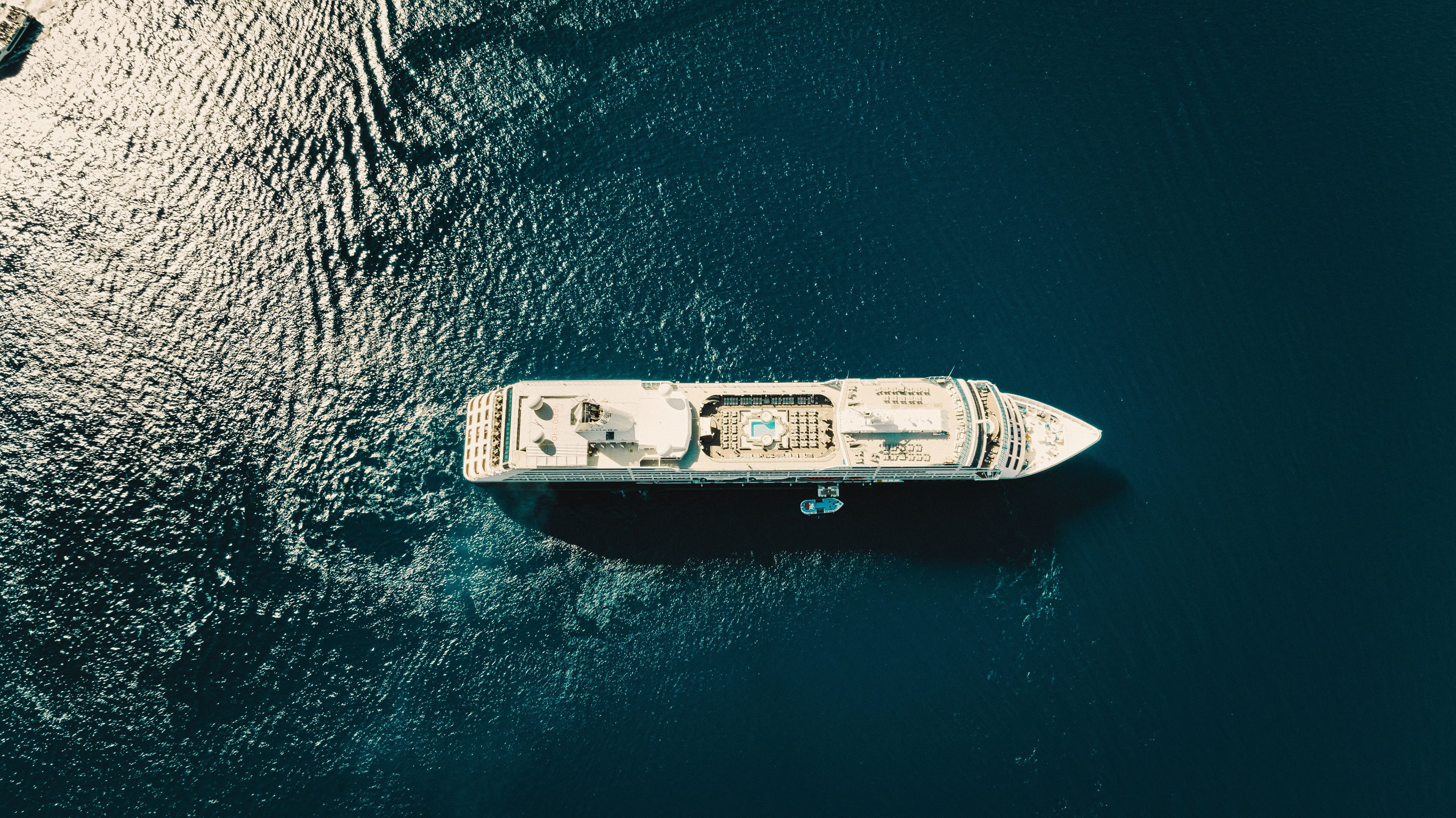 Luxury yacht on open water